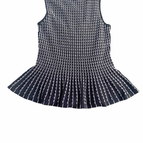Ann Taylor Embroidered Peplum Knit Sleeveless Sweater Tank Top Black White XS - Picture 15 of 16